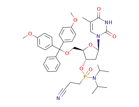 Thymidine, 5'-O-[bis(4-methoxyphenyl)phenylmethyl]-,
3'-[P-(2-cyanoethyl)-N,N-bis(1-methylethyl)phosphonamidate]