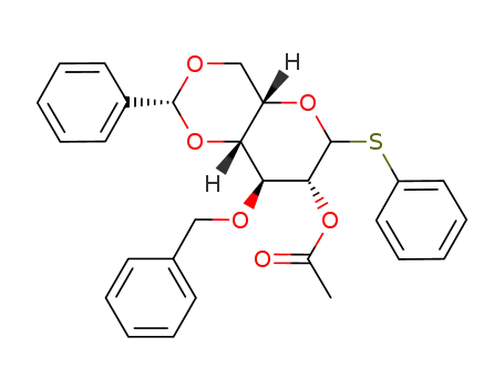Acetic acid (2R,4aS,7R,8S,8aR)-8-benzyloxy-2-phenyl-6-phenylsulfanyl-hexahydro-pyrano[3,2-d][1,3]dioxin-7-yl ester