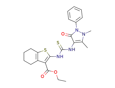 2-[3-(1,5-dimethyl-3-oxo-2-phenyl-2,3-dihydro-1<i>H</i>-pyrazol-4-yl)-thioureido]-4,5,6,7-tetrahydro-benzo[<i>b</i>]thiophene-3-carboxylic acid ethyl ester