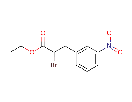 Molecular Structure of 219554-69-5 (Benzenepropanoic acid, a-bromo-3-nitro-, ethyl ester)