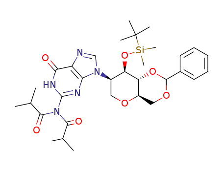 N-{9-[(4aR,7R,8R,8aR)-8-(tert-Butyl-dimethyl-silanyloxy)-2-phenyl-hexahydro-pyrano[3,2-d][1,3]dioxin-7-yl]-6-oxo-6,9-dihydro-1H-purin-2-yl}-N-isobutyryl-isobutyramide