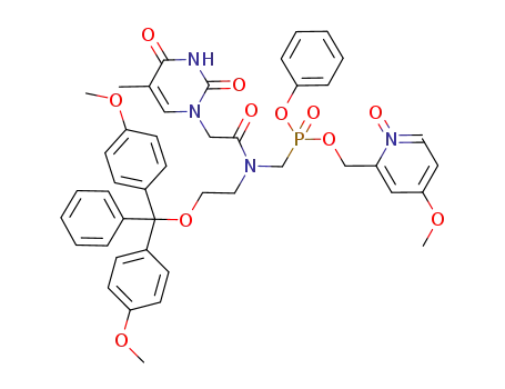 Molecular Structure of 184159-50-0 (Phosphonic acid,
[[[2-[bis(4-methoxyphenyl)phenylmethoxy]ethyl][(3,4-dihydro-5-methyl-2,
4-dioxo-1(2H)-pyrimidinyl)acetyl]amino]methyl]-,
(4-methoxy-1-oxido-2-pyridinyl)methyl phenyl ester)