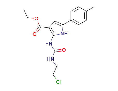 Molecular Structure of 873192-82-6 (1H-Pyrrole-3-carboxylic acid,
2-[[[(2-chloroethyl)amino]carbonyl]amino]-5-(4-methylphenyl)-, ethyl
ester)