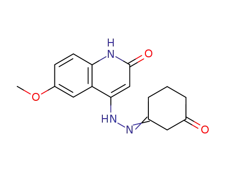 Molecular Structure of 920276-17-1 (1,3-Cyclohexanedione,
1-[2-(1,2-dihydro-6-methoxy-2-oxo-4-quinolinyl)hydrazone])
