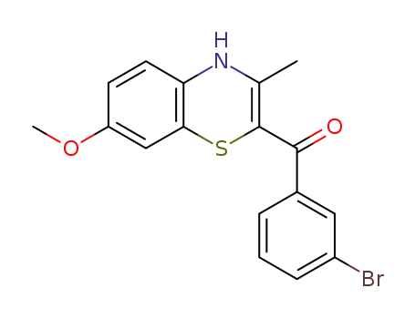 Molecular Structure of 519055-02-8 (Methanone,
(3-bromophenyl)(7-methoxy-3-methyl-4H-1,4-benzothiazin-2-yl)-)