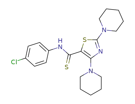 Molecular Structure of 632620-65-6 (N-(4-chlorophenyl)-2,4-di(1-piperidinyl)-1,3-thiazole-5-carbothioamide)