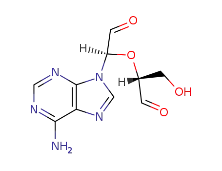 Molecular Structure of 39798-19-1 ((αR)-6-Amino-α-[(1R)-1-formyl-2-hydroxyethoxy]-9H-purine-9-acetaldehyde)