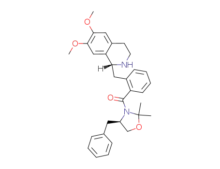 Molecular Structure of 776301-19-0 (((R)-4-Benzyl-2,2-dimethyl-oxazolidin-3-yl)-[2-((R)-6,7-dimethoxy-1,2,3,4-tetrahydro-isoquinolin-1-ylmethyl)-phenyl]-methanone)
