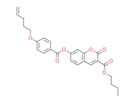 Molecular Structure of 579501-30-7 (2H-1-Benzopyran-3-carboxylic acid,
2-oxo-7-[[4-(4-pentenyloxy)benzoyl]oxy]-, butyl ester)