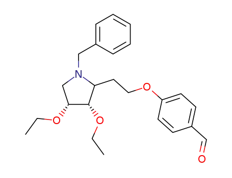 Molecular Structure of 582313-82-4 (Benzaldehyde,
4-[2-[(3S,4R)-3,4-diethoxy-1-(phenylmethyl)-2-pyrrolidinyl]ethoxy]-)