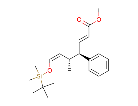 Molecular Structure of 827605-52-7 (2,6-Heptadienoic acid,
7-[[(1,1-dimethylethyl)dimethylsilyl]oxy]-5-methyl-4-phenyl-, methyl ester,
(2E,4R,5S,6Z)-)