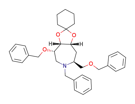 (3S,4R,5R,7S)-1-benzyl-3-O-benzyl-7-benzyloxymethyl-4,5-O-cyclohexylidene-3,4,5-trihydroxyazepane