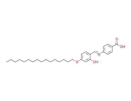 Molecular Structure of 927814-13-9 (Benzoic acid,
4-[(E)-([4-(hexadecyloxy)-2-hydroxyphenyl]methylene)amino]-)