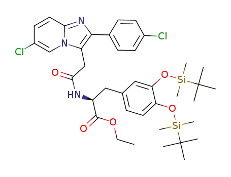 Molecular Structure of 946618-48-0 ((S)-ethyl-2-{2-[6-chloro-2-(4-chlorophenyl)imidazo[1,2-a]pyridine-3-yl]acetylamino}-3-[3,4-bis(tert-butyldimethylsilyloxy)phenyl]propanoate)