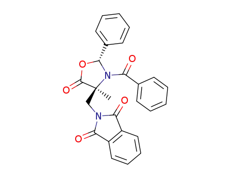 Molecular Structure of 190393-72-7 ((2S,4S)-3-benzoyl-4-methyl-4-(phthalimidomethyl)-2-phenyl-1,3-oxazolidin-5-one)