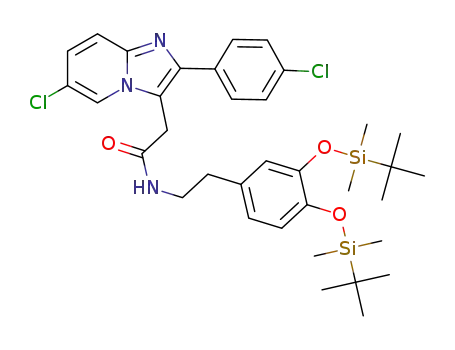 Molecular Structure of 946618-52-6 (2-[6-chloro-2-(4-chlorophenyl)imidazo[1,2-a]pyridine-3-yl]-N-[2-(3,4-di-tert-butyldimethylsilyloxyphenyl)ethyl]acetamide)