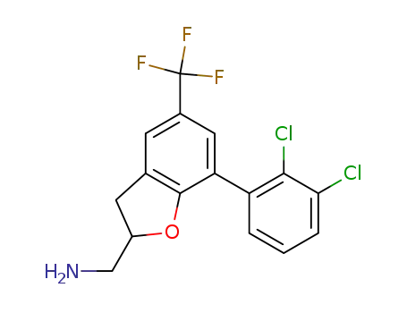 Molecular Structure of 852122-84-0 ((+/-)-{[7-(2,3-dichlorophenyl)-5-(trifluoromethyl)-2,3-dihydro-1-benzofuran-2-yl]methyl) amine)
