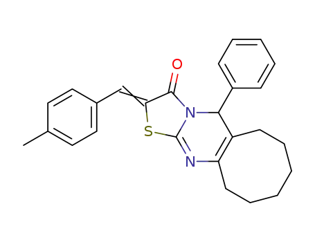 4-Phenyl-2-[1-p-tolyl-meth-(E)-ylidene]-5,6,7,8,9,10-hexahydro-4H-1-thia-3a,11-diaza-cycloocta[f]inden-3-one