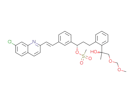 Molecular Structure of 186353-01-5 (Methanesulfonic acid (S)-1-{3-[(E)-2-(7-chloro-quinolin-2-yl)-vinyl]-phenyl}-3-[2-(1-hydroxy-2-methoxymethoxy-1-methyl-ethyl)-phenyl]-propyl ester)