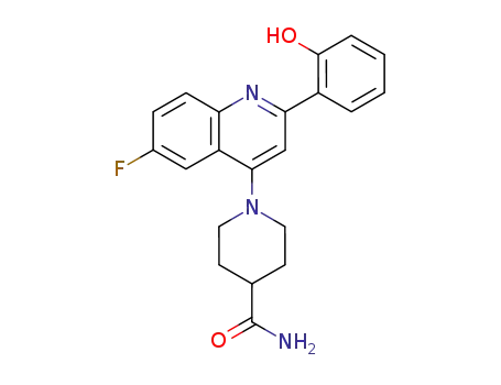 Molecular Structure of 178990-50-6 (1-[2-(2-hydroxyphenyl)-6-fluoro-4-quinolinyl]-4-piperidinecarboxamide)