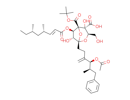 (1S,3R,4S,5R,6R,7R)-1-((4S,5R)-4-Acetoxy-5-methyl-3-methylene-6-phenyl-hexyl)-6-((E)-(4S,6S)-4,6-dimethyl-oct-2-enoyloxy)-4,7-dihydroxy-3-hydroxymethyl-2,8-dioxa-bicyclo[3.2.1]octane-4,5-dicarboxylic acid 5-tert-butyl ester