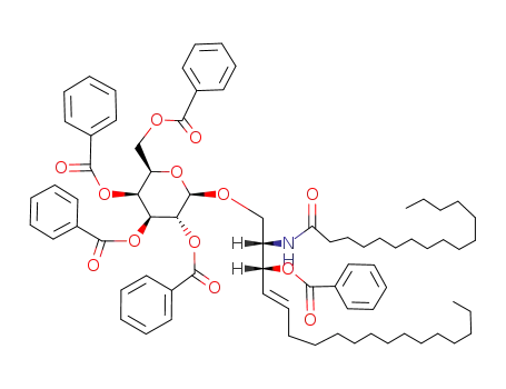 (2S,3R,4E)-2',3',4',6'-tetra-O-benzoyl-β-D-galactopyranosyl-(1'->1)-2-(hexadecanoylamido)-3-O-benzoyl-4-octadecene-1,3-diol