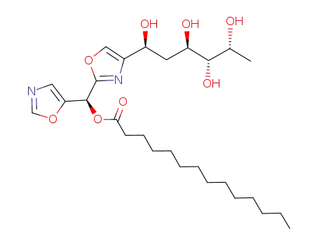 Molecular Structure of 112549-08-3 (D-arabino-Hexitol,1,5-dideoxy-6-C-[2-[(S)-5-oxazolyl[(1-oxotetradecyl)oxy]methyl]-4-oxazolyl]-,(6S)-)