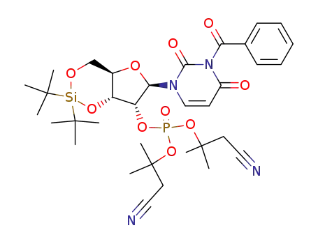 Phosphoric acid (4aR,6R,7R,7aR)-6-(3-benzoyl-2,4-dioxo-3,4-dihydro-2H-pyrimidin-1-yl)-2,2-di-tert-butyl-tetrahydro-furo[3,2-d][1,3,2]dioxasilin-7-yl ester bis-(2-cyano-1,1-dimethyl-ethyl) ester