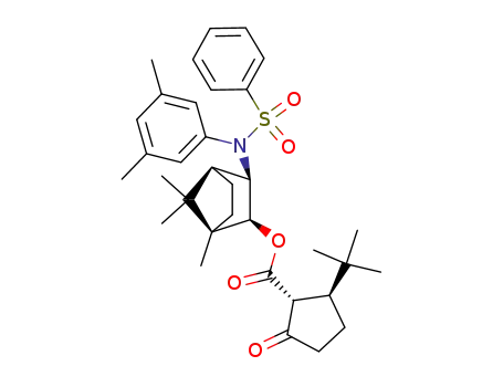 Molecular Structure of 172588-55-5 ((1R,2S,3R,4S)-<3-<N-benzenesulfonyl-N-(3,5-dimethylphenyl)-amino>-2-bornyl>-(1R,5S)-5-tert-butyl-2-oxo-cyclopentanecarboxylate)
