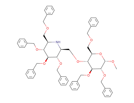 (2R,3R,4S,5S,6S)-3,4,5-Tris-benzyloxy-2-benzyloxymethyl-6-((2R,3R,4S,5R,6S)-4,5-bis-benzyloxy-2-benzyloxymethyl-6-methoxy-tetrahydro-pyran-3-yloxymethyl)-piperidine