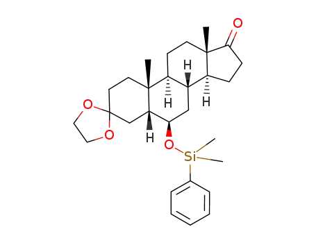Molecular Structure of 181770-80-9 (3,3-(ethylenedioxy)-6β-(dimethylphenylsiloxy)-5β-androstane-7-one)