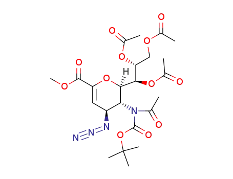 Molecular Structure of 171886-97-8 (methyl 5-[acetyl(tert-butoxycarbonyl)amino]-7,8,9-tri-O-acetyl-2,6-anhydro-4-azido-3,4,5-trideoxy-D-glycero-D-galacto-non-2-enonate)