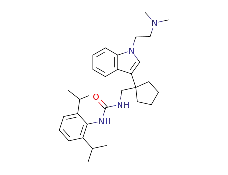 Molecular Structure of 145131-46-0 (1-[2,6-bis(1-methylethyl)phenyl]-3-[(1-{1-[2-(dimethylamino)ethyl]-1H-indol-3-yl}cyclopentyl)methyl]urea)