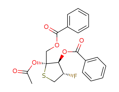 Molecular Structure of 878384-20-4 ((2S,3S,4S)-2-acetoxy-3-benzoyloxy-2-benzoyloxymethyl-4-fluorotetrahydrothiophene)