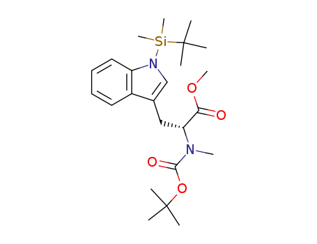 Molecular Structure of 112896-87-4 (methyl (R)-3-<1-(tert-butyldimethylsilyl)indol-3-yl>-2-(N-tert-butoxycarbonyl-N-methylamino)propanoate)