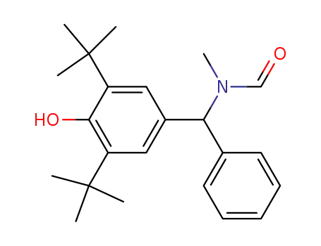 Molecular Structure of 113894-04-5 (Formamide,
N-[[3,5-bis(1,1-dimethylethyl)-4-hydroxyphenyl]phenylmethyl]-N-methyl-)