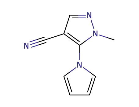 Molecular Structure of 146885-48-5 (4-cyano-1-methyl-5-(1H-pyrrol-1-yl)-1H-pyrazole)