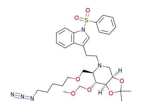 6-O-(5'-azidopentyl)-1,5-dideoxy-1-[2-(N-phenylsulfonylindol-3-yl)ethyl]-1,5-imino-2,3-O-isopropylidene-4-O-methoxymethyl-D-mannitol