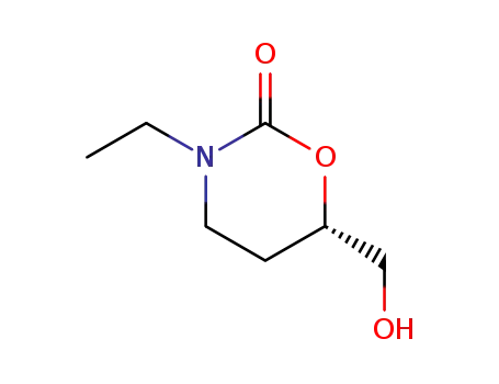 Molecular Structure of 841261-79-8 (2H-1,3-Oxazin-2-one, 3-ethyltetrahydro-6-(hydroxymethyl)-, (6S)-)