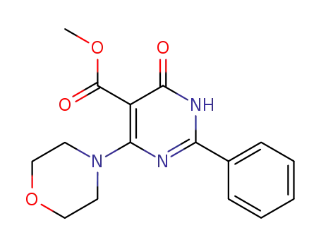 Molecular Structure of 87694-03-9 (methyl 3,4-dihydro-6-morpholino-2-phenyl-4-oxopyrimidine-5-carboxylate)