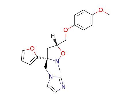 Molecular Structure of 117733-36-5 (trans-(2-furanyl)-3-(1H-imidazol-1-ylmethyl)-5-<(4-methoxyphenyloxy)methyl>-2-methylisoxazolidine)