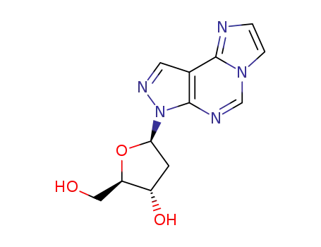 Molecular Structure of 736138-67-3 (7-(2-deoxy-β-D-erythropentofuranosyl)imidazo[1,2-c]-7H-pyrazolo[4,3-e]pyrimidine)