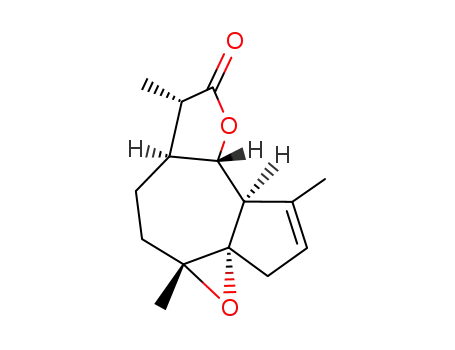 Molecular Structure of 25319-03-3 (3H-Oxireno[8,8a]azuleno[4,5-b]furan-8(4aH)-one,5,6,6a,7,9a,9b-hexahydro-1,4a,7-trimethyl-, (3aS,4aR,6aS,7S,9aS,9bR)- (9CI))