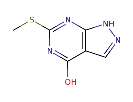 Molecular Structure of 5334-26-9 (6-METHYLSULFANYL-1H-PYRAZOLO[3,4-D]PYRIMIDIN-4-OL)