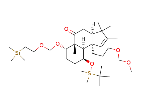 Molecular Structure of 607406-43-9 ((3aR,5aR,6S,9S,9aR,9bR)-9-(tert-butyldimethylsiloxy)-3,3a,4,5a,6,7,8,9,9a,9b-decahydro-9b-[3-(methoxymethoxy)propyl]-2,3,3,5a-tetramethyl-6-[[2-(trimethylsilyl)ethoxy]methoxy]-5H-benz[e]inden-5-one)