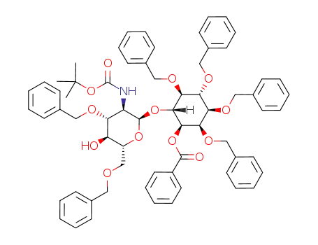 Benzoic acid (1R,2R,3R,4R,5S,6R)-2,3,4,5-tetrakis-benzyloxy-6-((2R,3R,4R,5S,6R)-4-benzyloxy-6-benzyloxymethyl-3-tert-butoxycarbonylamino-5-hydroxy-tetrahydro-pyran-2-yloxy)-cyclohexyl ester