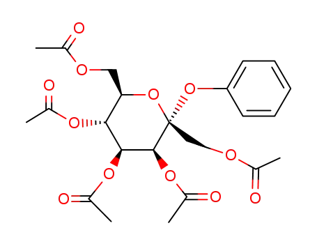Molecular Structure of 2896-13-1 (phenyl-(penta-<i>O</i>-acetyl-α-D-<i>manno</i>-[2]heptulopyranoside))