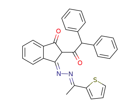 Molecular Structure of 121622-45-5 (2-diphenylacetyl-3-(1-[2]thienyl-ethylLiDenehydrazono)-indan-1-one)