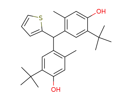 Molecular Structure of 115000-38-9 (bis-(5-<i>tert</i>-butyl-4-hydroxy-2-methyl-phenyl)-[2]thienyl-methane)