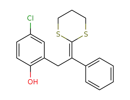 2-(2-(1,3-dithian-2-ylidene)-2-phenylethyl)-4-chlorophenol